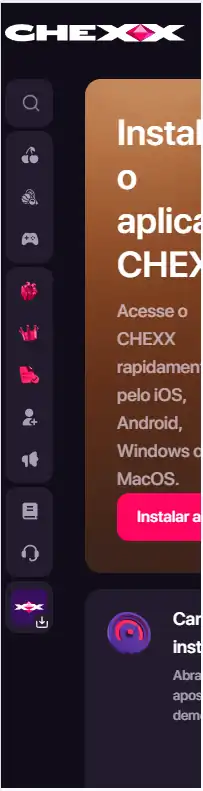 Página real de instalação PWA da CHEXX num dispositivo móvel